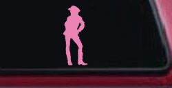Cowgirl Vinyl Decal Western Car Truck Window Sticker (Pink)