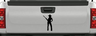 Cowgirl With Gun Western Ranch Car or Truck Window Decal Sticker (Matte Black)