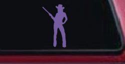 Cowgirl With Gun Western Ranch Car or Truck Window Decal Sticker (Purple)