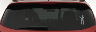 Cowgirl With Gun Western Ranch Car or Truck Window Decal Sticker (Telegrey)