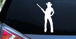 Cowgirl With Gun Western Ranch Car or Truck Window Decal Sticker