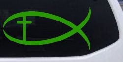 Christian Fish Christian Car or Truck Window Decal Sticker (Lime)
