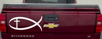 Christian Fish Christian Car or Truck Window Decal Sticker (White)
