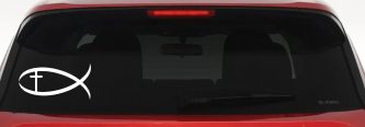 Christian Fish Christian Car or Truck Window Decal Sticker (White)