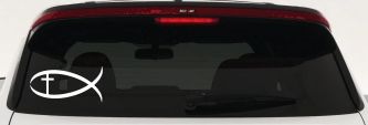 Christian Fish Christian Car or Truck Window Decal Sticker (White)