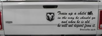 Train Up A child Decal Proverbs 22 6 Christian Car or Truck Window Decal Sticker (Black)