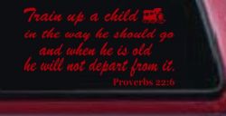 Train Up A child Decal Proverbs 22 6 Christian Car or Truck Window Decal Sticker (Red)