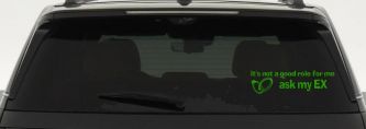 It's Not a Good Role For Me Ask my Ex Funny Marriage Car or Truck Window Decal Sticker (Lime)