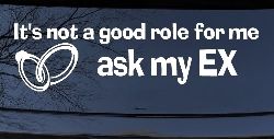 It's Not a Good Role For Me Ask my Ex Funny Marriage Car or Truck Window Decal Sticker