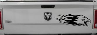 Flaming Eagle Head Military Car or Truck Window Decal Sticker (Black)