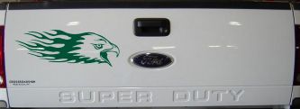Flaming Eagle Head Military Car or Truck Window Decal Sticker (Dark Green)