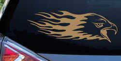 Flaming Eagle Head Military Car or Truck Window Decal Sticker (Light Brown)