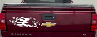 Flaming Eagle Head Military Car or Truck Window Decal Sticker (White)