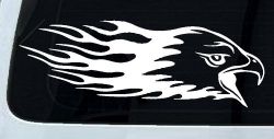 Flaming Eagle Head Military Car or Truck Window Decal Sticker