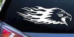 Flaming Eagle Head Military Car or Truck Window Decal Sticker
