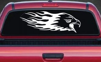 Flaming Eagle Head Military Car or Truck Window Decal Sticker