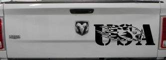 Flaming Eagle Head USA Military Car or Truck Window Decal Sticker (Black)