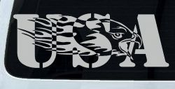Flaming Eagle Head USA Military Car or Truck Window Decal Sticker (Light Gray)