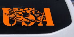 Flaming Eagle Head USA Military Car or Truck Window Decal Sticker (Orange)