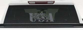 Flaming Eagle Head USA Military Car or Truck Window Decal Sticker (Silver)