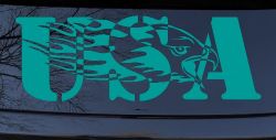 Flaming Eagle Head USA Military Car or Truck Window Decal Sticker (Turquoise)