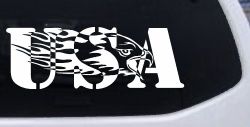 Flaming Eagle Head USA Military Car or Truck Window Decal Sticker