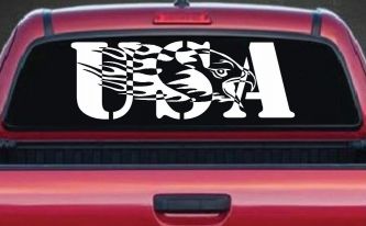 Flaming Eagle Head USA Military Car or Truck Window Decal Sticker