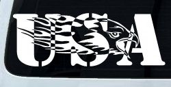 Flaming Eagle Head USA Military Car or Truck Window Decal Sticker