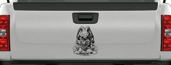 Mean Joker with Banner Biker Car or Truck Window Decal Sticker (Black)