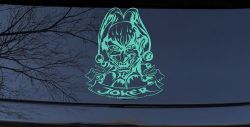 Mean Joker with Banner Biker Car or Truck Window Decal Sticker (Mint)