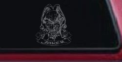 Mean Joker with Banner Biker Car or Truck Window Decal Sticker (Silver)