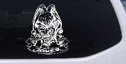 Mean Joker with Banner Biker Car or Truck Window Decal Sticker
