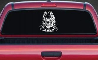 Mean Joker with Banner Biker Car or Truck Window Decal Sticker