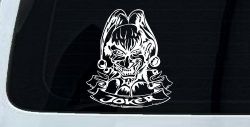 Mean Joker with Banner Biker Car or Truck Window Decal Sticker