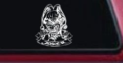 Mean Joker with Banner Biker Car or Truck Window Decal Sticker