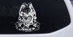 Mean Joker with Banner Biker Car or Truck Window Decal Sticker