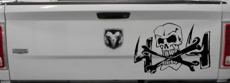 Skull and Cross Bones 4X4 Off Road Car or Truck Window Decal Sticker (Black)