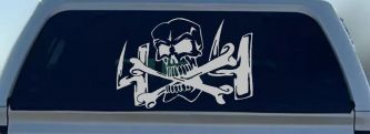Skull and Cross Bones 4X4 Off Road Car or Truck Window Decal Sticker (Light Gray)