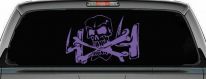 Skull and Cross Bones 4X4 Off Road Car or Truck Window Decal Sticker (Purple)