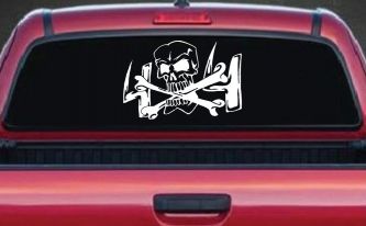 Skull and Cross Bones 4X4 Off Road Car or Truck Window Decal Sticker