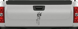 Cute Pixie Fairy Bikini Car or Truck Window Decal Sticker (Black)