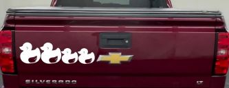 Rubber Duck Family Stick Figure Car Decal - Window Vinyl Sticker (White)