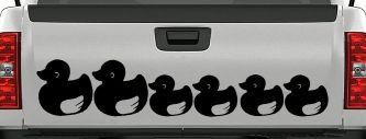 4 Children Rubber Ducky Family Car or Truck Window Decal Sticker (Black)