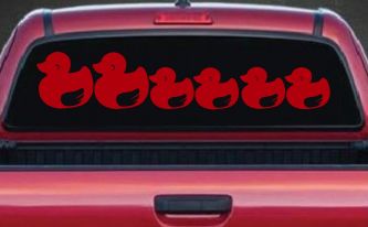 4 Children Rubber Ducky Family Car or Truck Window Decal Sticker (Red)