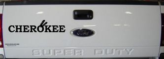 Cherokee Native American Indian Text Car or Truck Window Decal Sticker (Black)