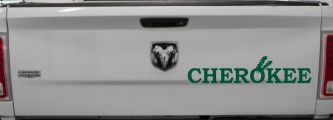 Cherokee Native American Indian Text Car or Truck Window Decal Sticker (Dark Green)