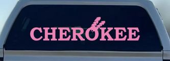 Cherokee Native American Indian Text Car or Truck Window Decal Sticker (Pink)