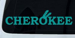 Cherokee Native American Indian Text Car or Truck Window Decal Sticker (Turquoise)
