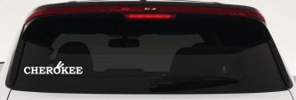 Cherokee Native American Indian Text Car or Truck Window Decal Sticker (White)