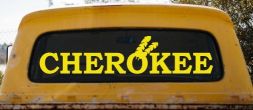 Cherokee Native American Indian Text Car or Truck Window Decal Sticker (Yellow)